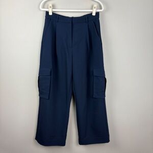 Abercrombie & Fitch Navy Wide Leg High Rise Cargo Trouser Pant - Size 30/10